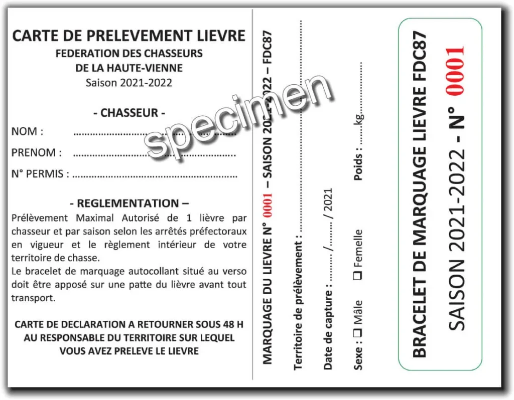 carte de prélèvement lièvre