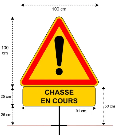 dimensions du panneau de signalisation chasse en cours